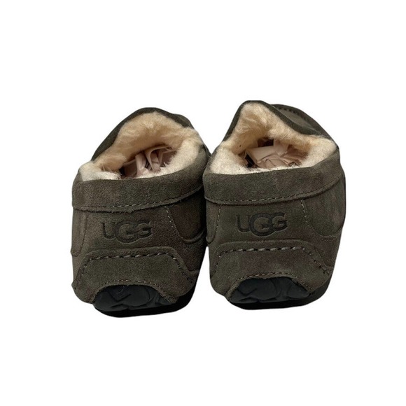 NEW Mens UGG Ascot GRAY Suede Sheepskin Loafer Slippers RUBBER SOLE Size 8 - Picture 7 of 11